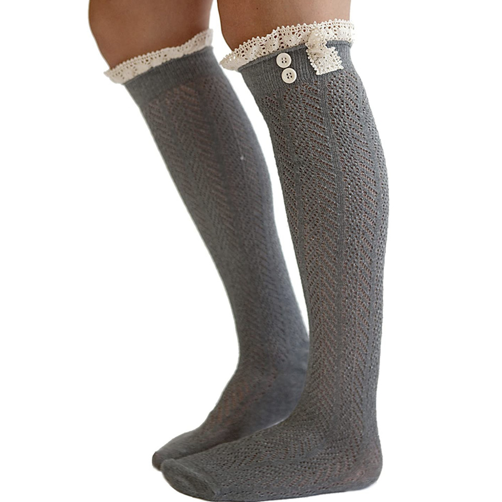 NEW Lot of 5 Crochet Lace Knee High Boot Socks fits Women's Shoe Size 6-11 Color - Picture 3 of 12